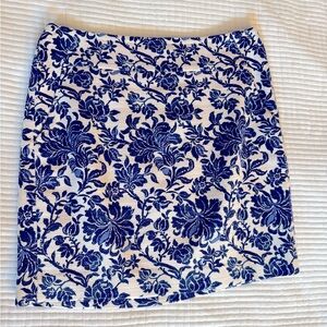 Ann Taylor Blue and White Floral Mini Skirt